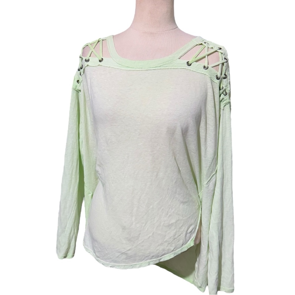 We The Free First Love Lace Up Longsleeve Tee Lime Large